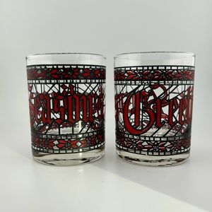 Vintage, Seasons Greetings Lowball Glasses, by Houze, Set of Two + One Free